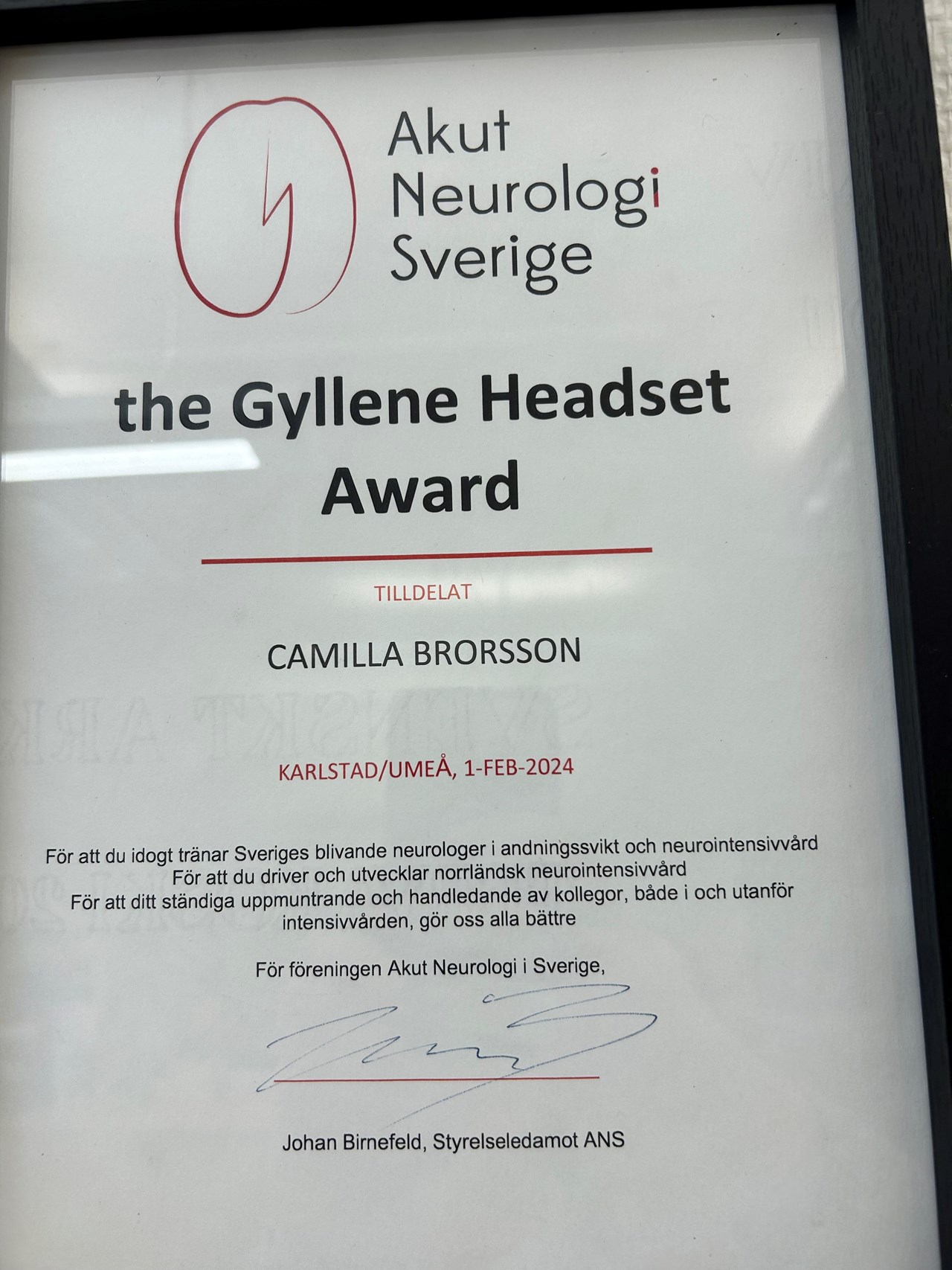 the Gyllene Headset Award