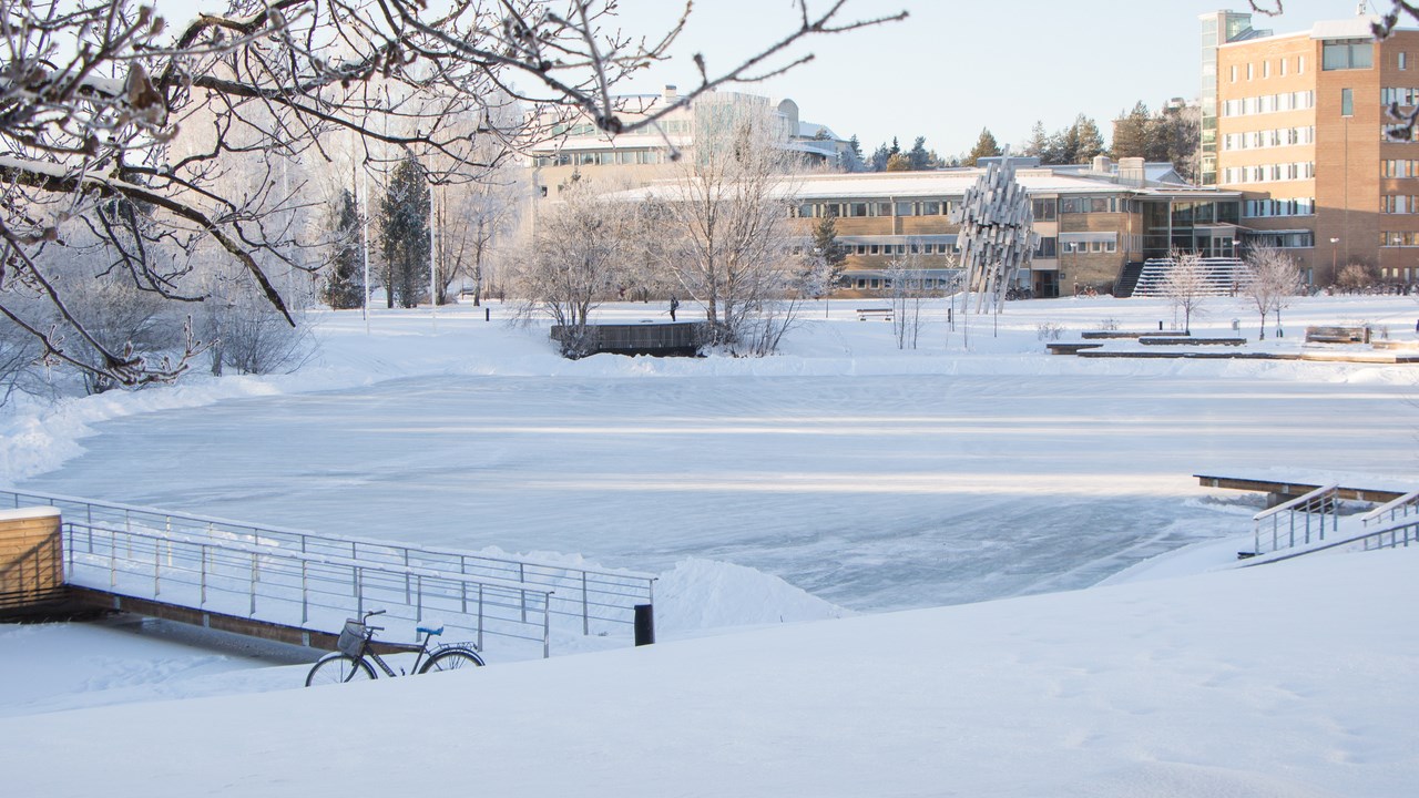 Bild på campus vintertid