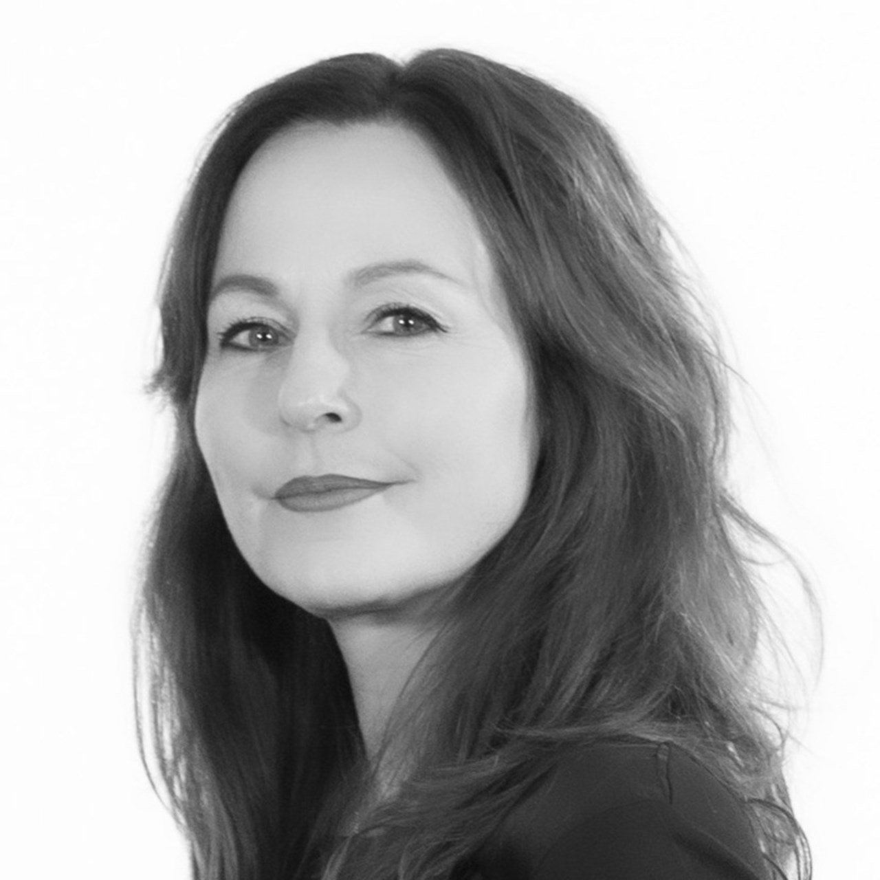 A black and white photo of a woman.