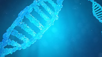 CRISPR-tekniken illustrerad som DNA-spiral med muterade gener som korrigerats med genteknik.