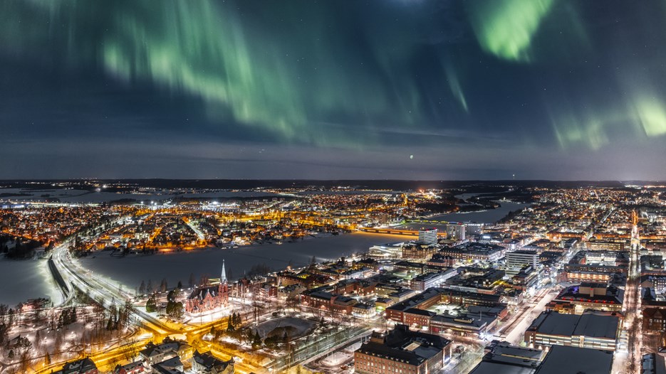 Aurora borelis over Umeå