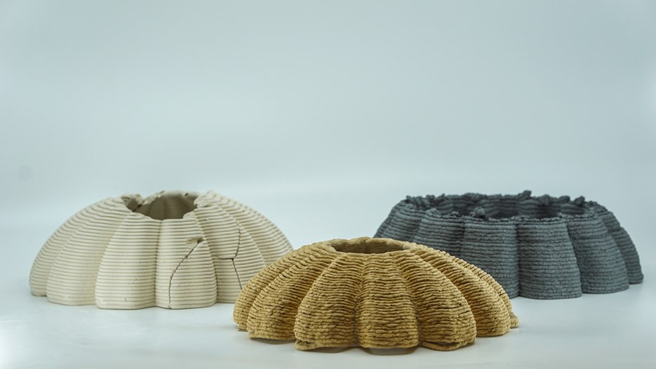 Three 3D-printed domes made out of different materials