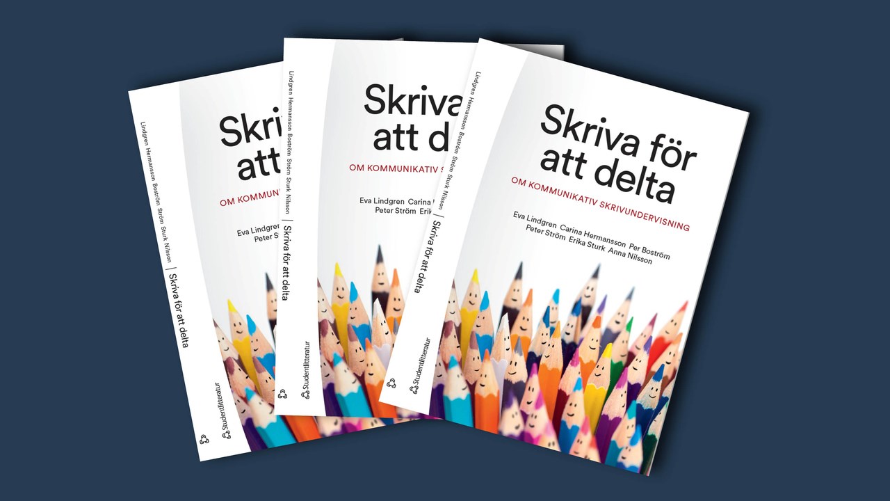 Tre bokomslag för boken Skriva för att delta