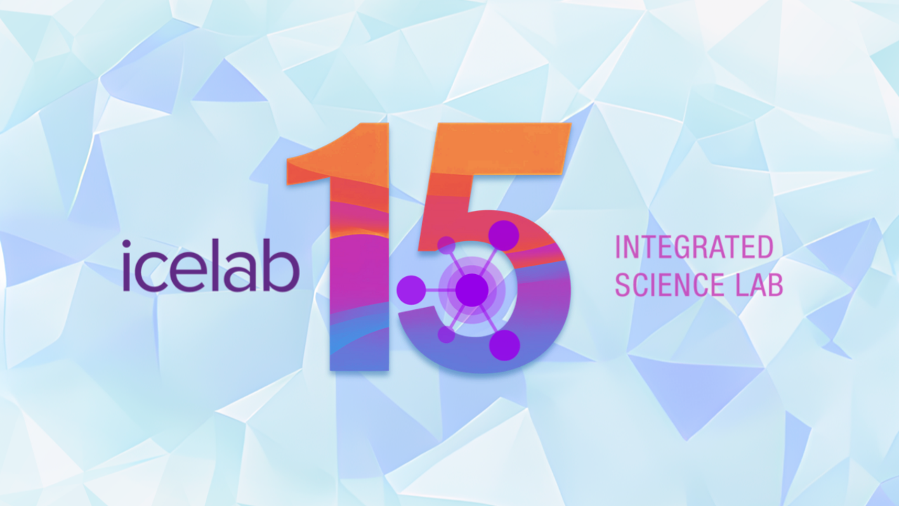 The logo for icelab is displayed on a blue background