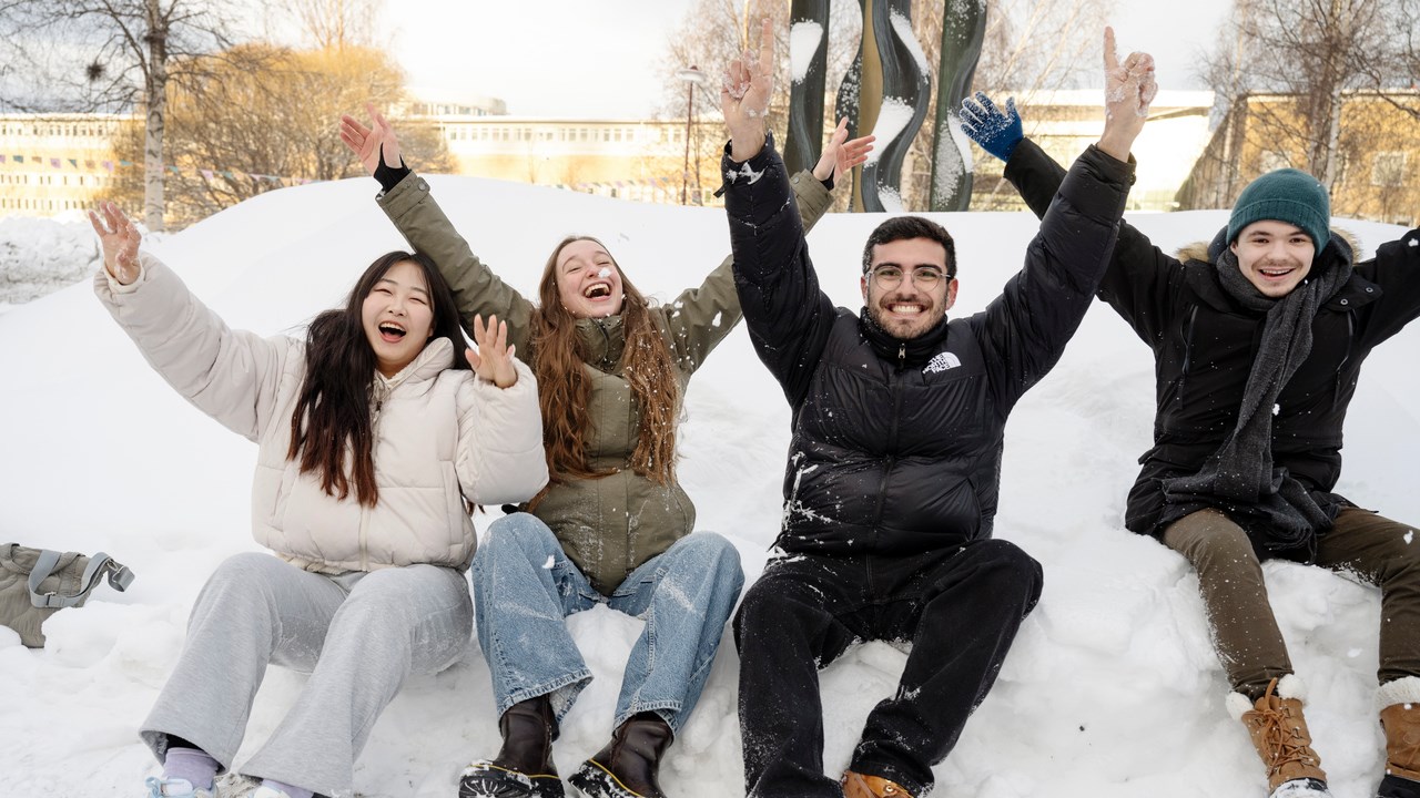 Students in the snow