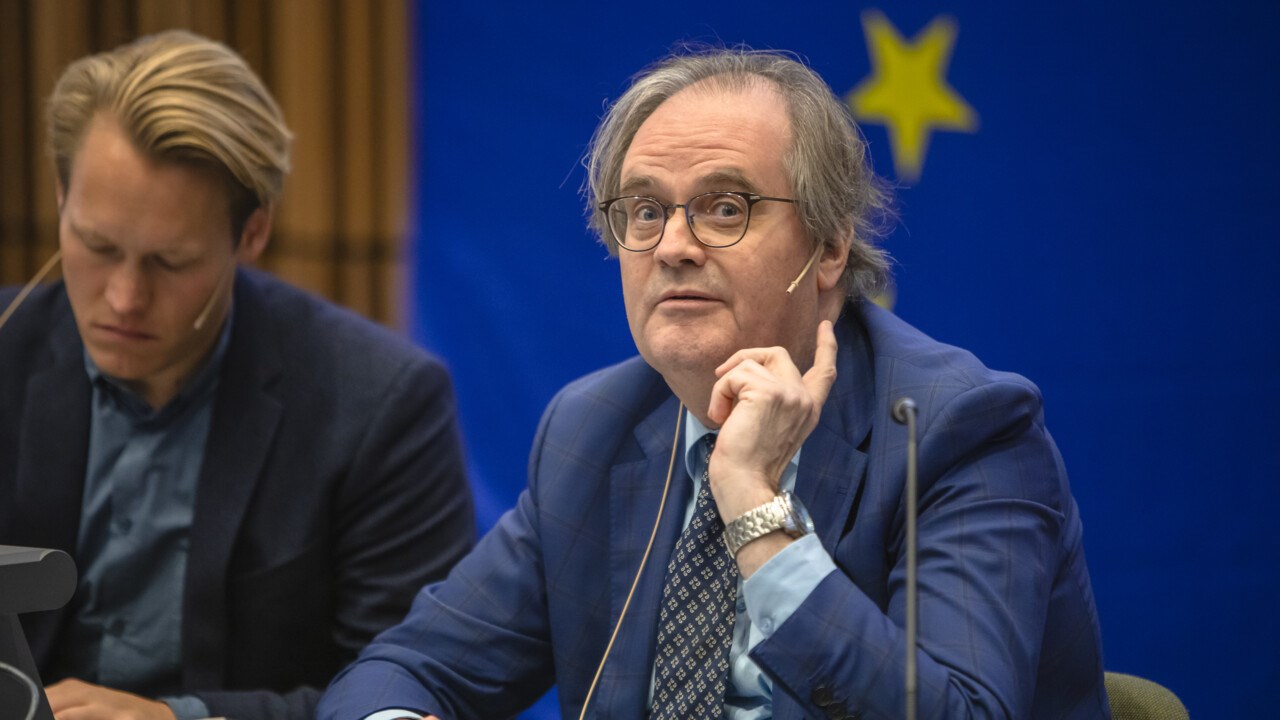 Hugo Brauwers, Belgiens ambassadör i Sverige, under EU-dagen vid Umeå universitet. 