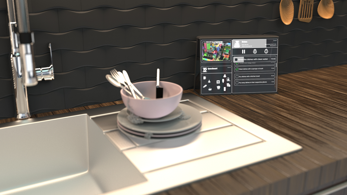 VisQuest actively used in the kitchen environment 