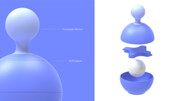 Material and construction of one of the artefacts. Designed with safety and easy cleaning in mind.