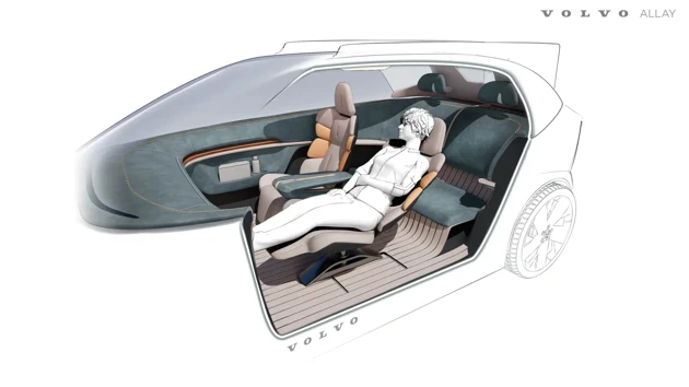 Allay is an adaptable car interior for people with chronic pain, offering intuitive features for comfort and ease, inspired by the TWA terminal at JFK airport.