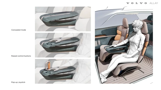 Allay is an adaptable car interior for people with chronic pain, offering intuitive features for comfort and ease, inspired by the TWA terminal at JFK airport.