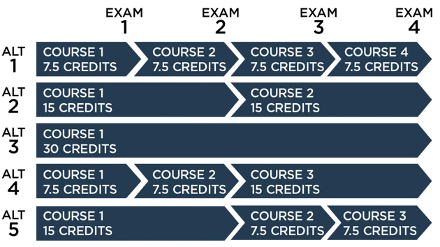 Graphic illustration of how to combine courses