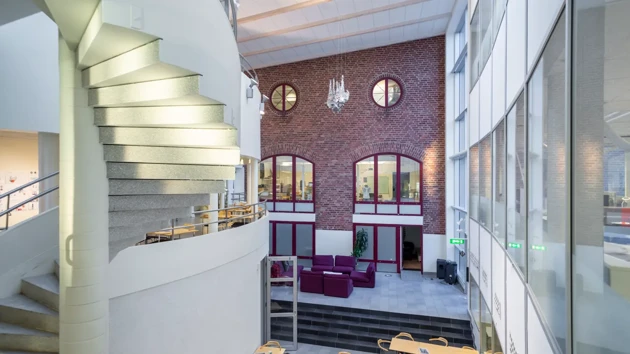 UID atrium and circular staircase.