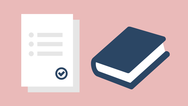 A book and a document icon to illustrate rules and legislation.